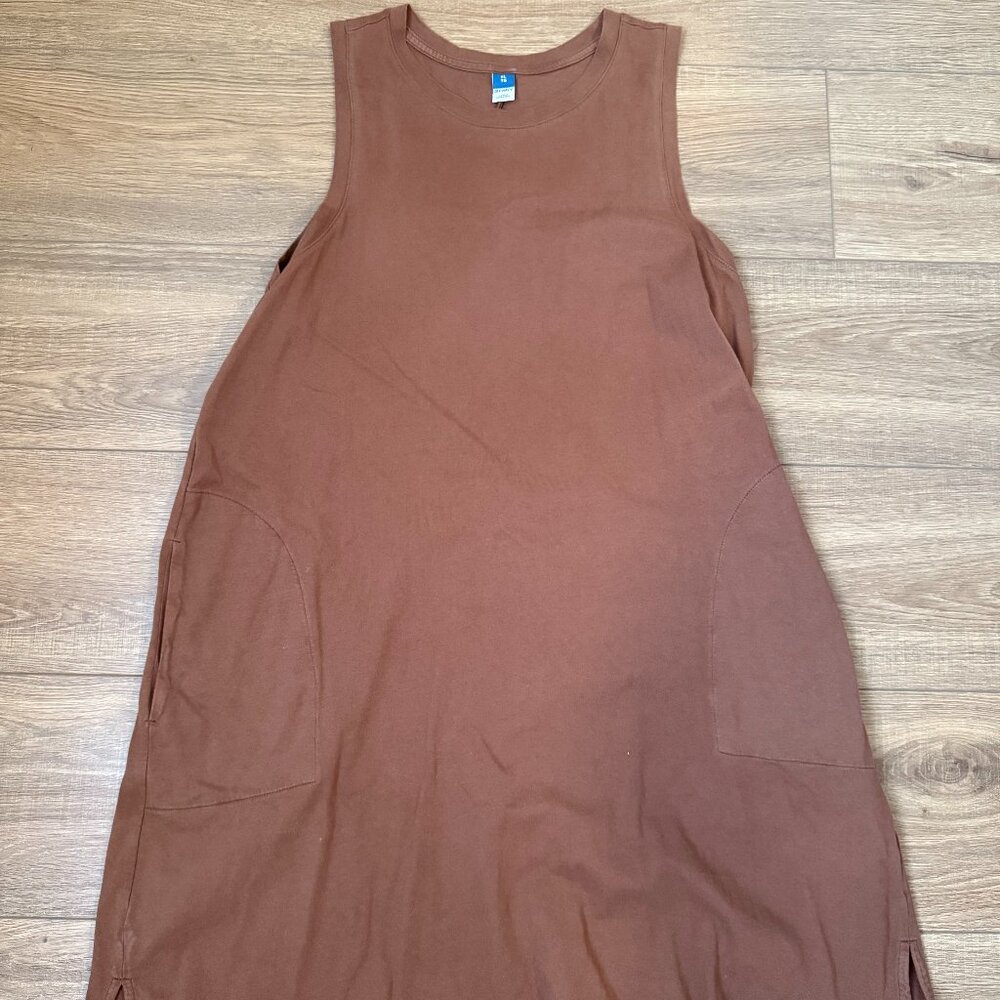 Brown Tank T-Shirt Dress with Pockets